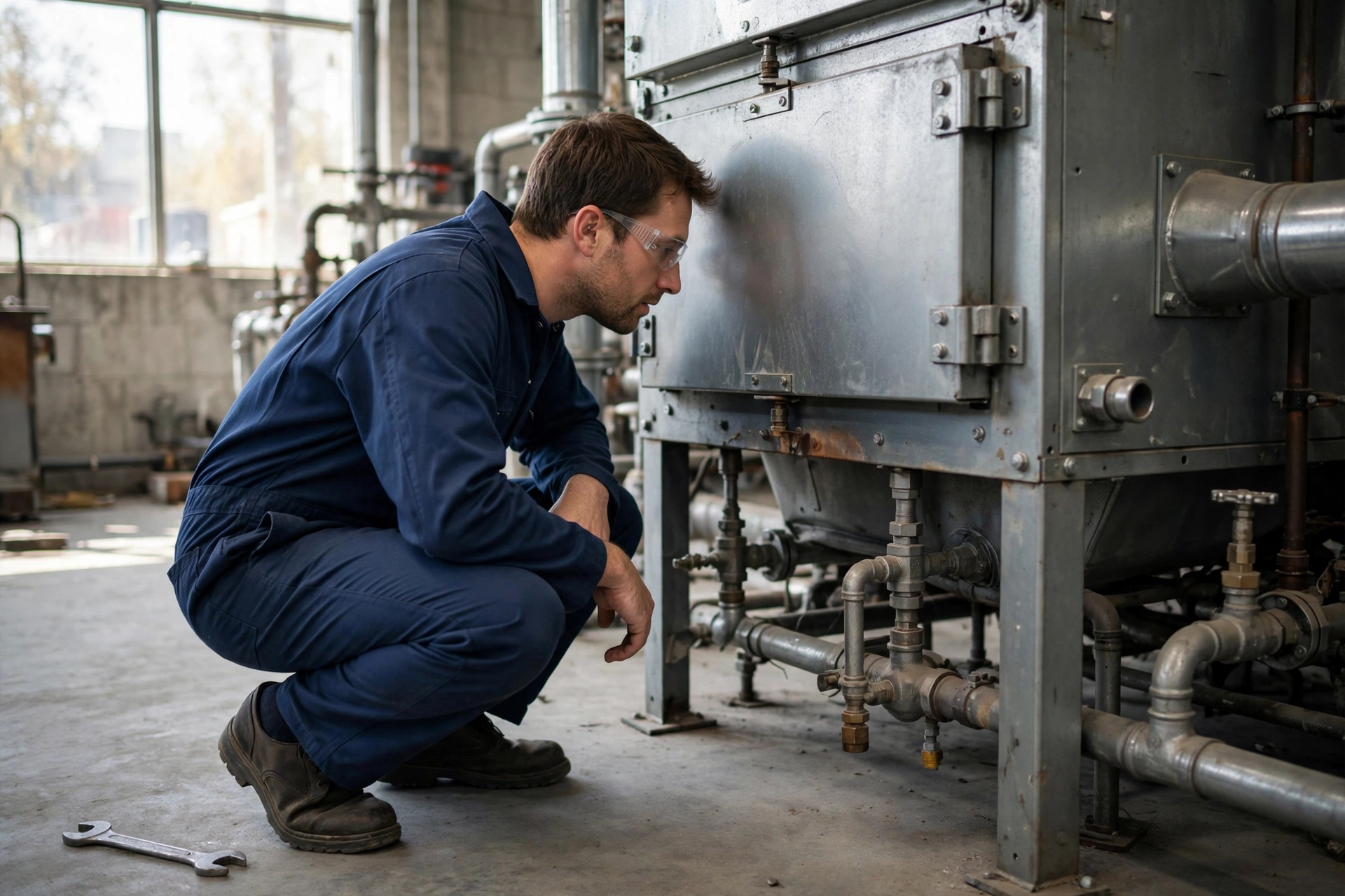 Furnace technician inspecting a home heating system in Delaware, view 5