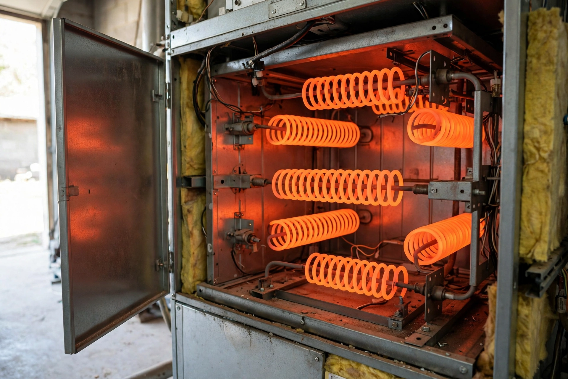 Modern high efficiency furnace installed in a utility room in a Delaware home